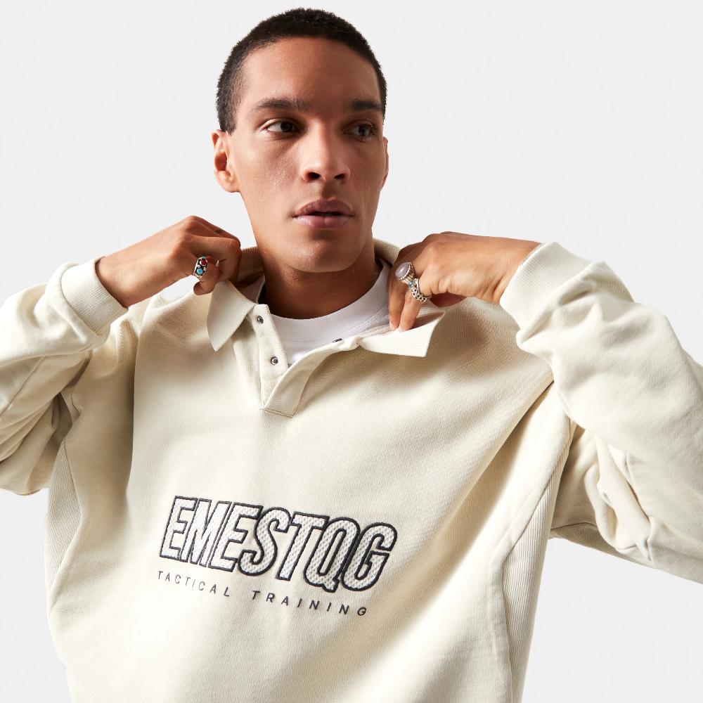Eme Mesh Off Sand Polo Hoodie
