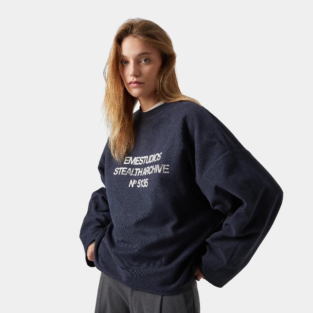 Eme Stealth Navy Reverse Crewneck