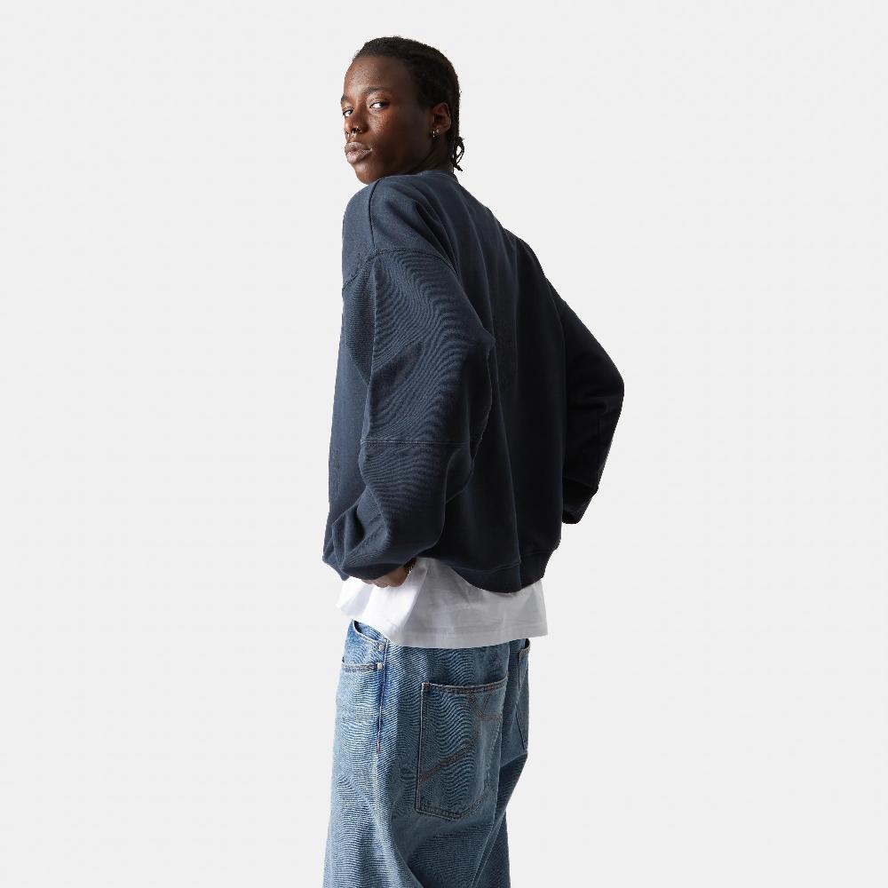 Eme Streak Navy Oversized Crewneck