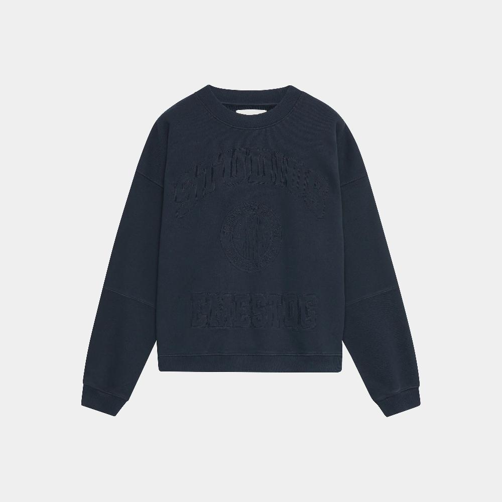 Eme Streak Navy Oversized Crewneck