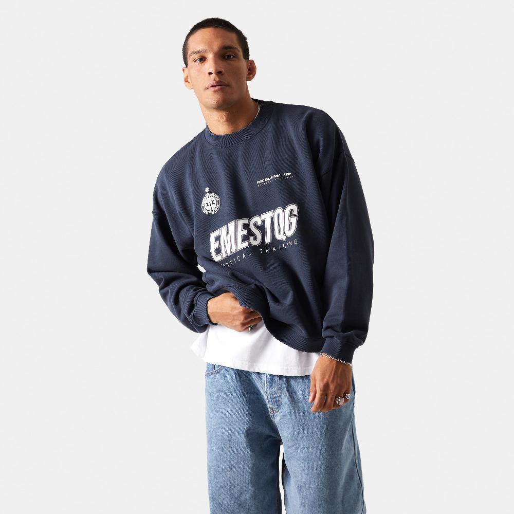 Eme Tactical Navy Oversized Crewneck