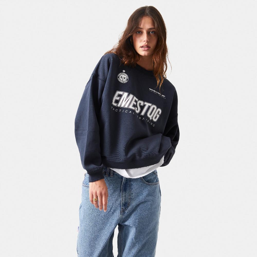 Eme Tactical Navy Oversized Crewneck