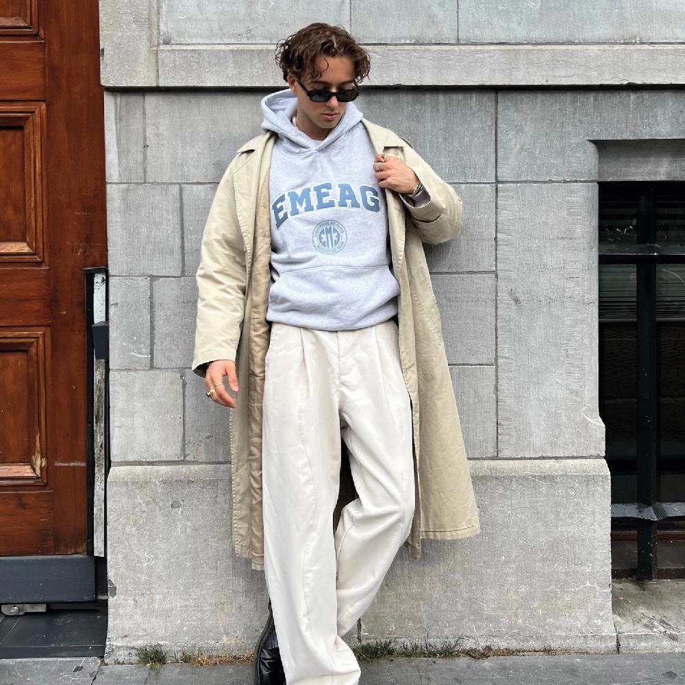 Eme Universitè Heather Grey Oversized Hoodie