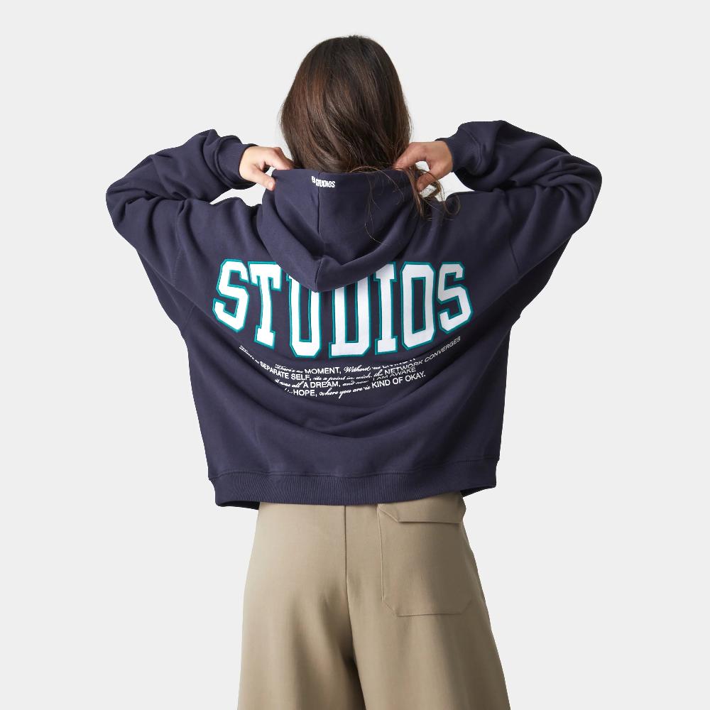 Eme Wrap Up Navy Oversized Hoodie