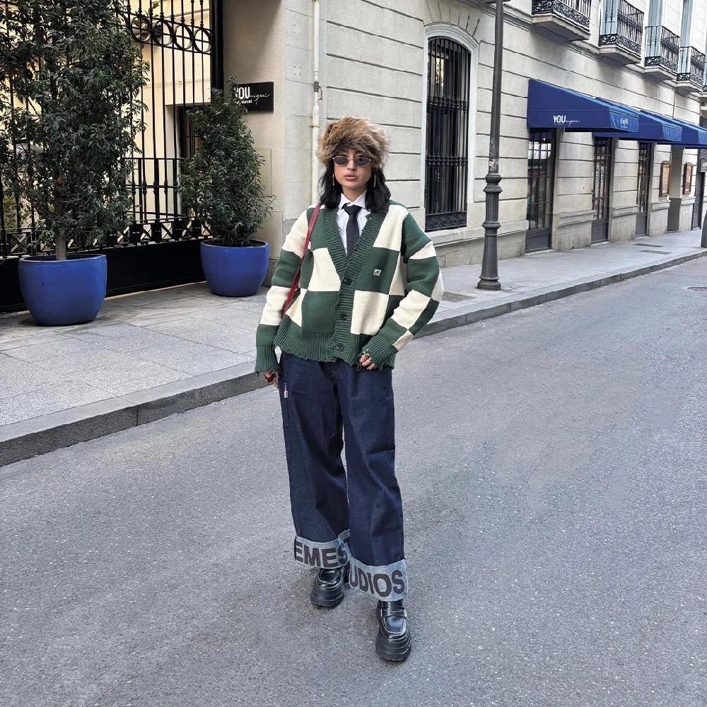 Eme Ivy Square Off Sand Port Jacquard Knit Cardigan