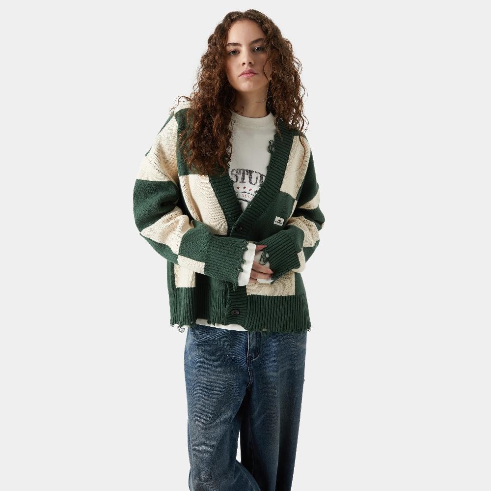 Eme Ivy Square Off Sand Port Jacquard Knit Cardigan