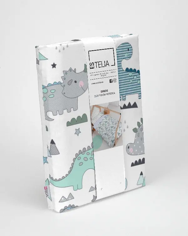 Es Tela Dúo Funda Nórdica + Almohada Dinos 50/50