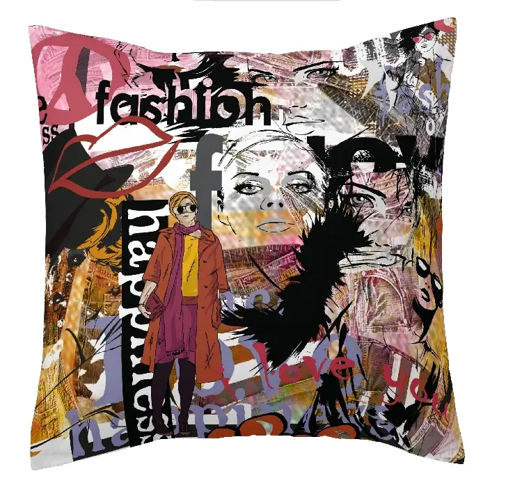 Es Tela Funda De Cojín Estampada Jean