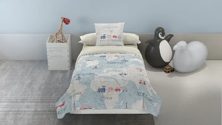 Es Tela Funda De Cojín Estampada Mi Mundo