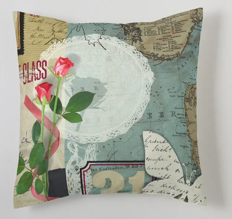 Es tela Funda de cojín estampada Travel