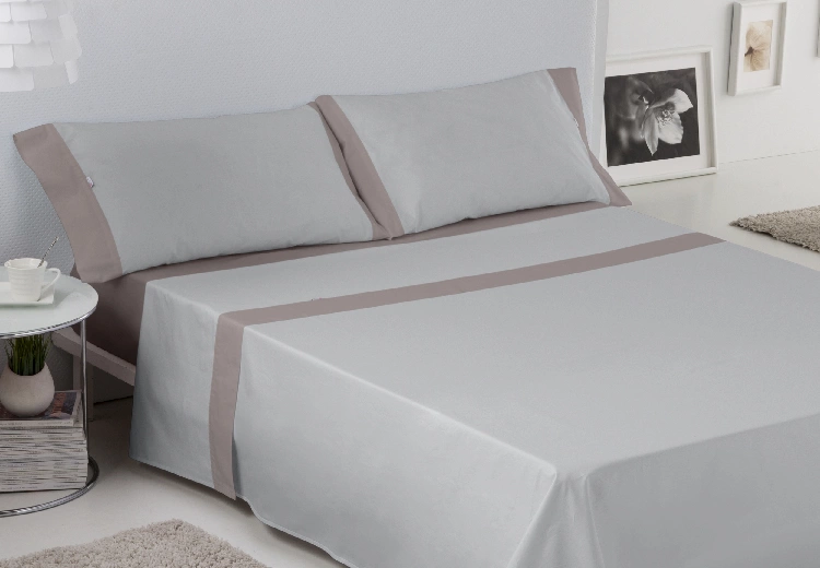 Es Tela Juego De Sábanas Liso Aplique 50/50