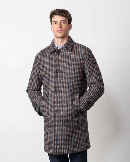 Etiem Abrigo Corto Con Cuello Camisero De Lana Mezcla En Cuadritos