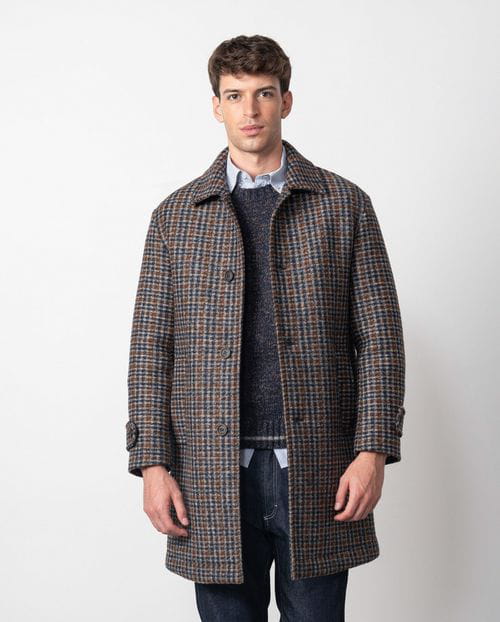 Etiem Abrigo Corto Con Cuello Camisero De Lana Mezcla En Cuadritos