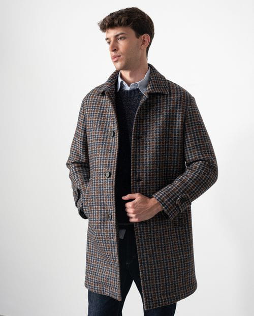 Etiem Abrigo Corto Con Cuello Camisero De Lana Mezcla En Cuadritos