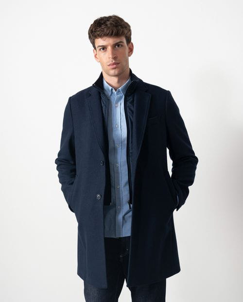 Etiem Abrigo Corto De Solapa Sin Forro Desestructurado En Lana Mezcla De Doble Cara