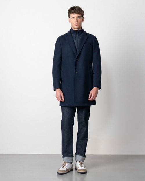 Etiem Abrigo corto de solapa sin forro desestructurado en lana mezcla de doble cara