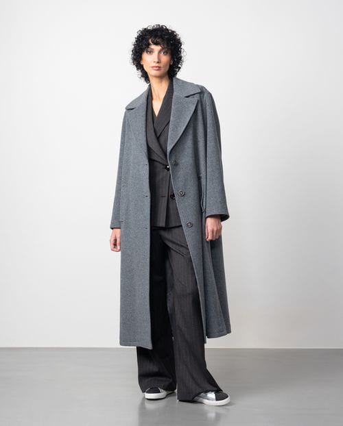 Etiem Abrigo largo de muflón con aberturas laterales