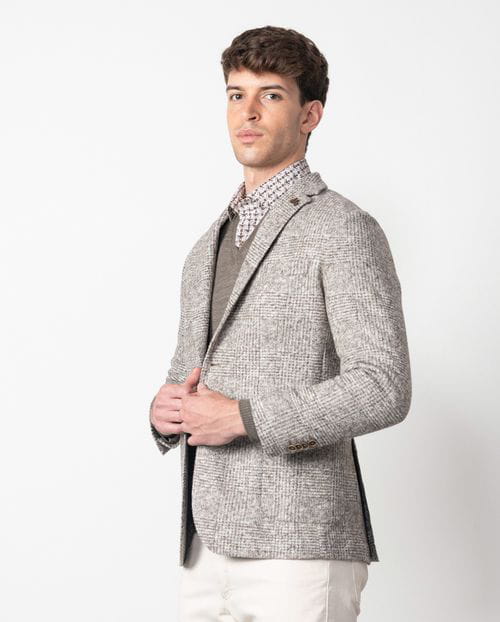 Etiem Americana De Punto De Cuadro Gales Slim Fit Desestructurada Y Sin Forro