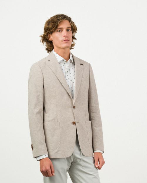 Etiem Americana Regular Fit Desestructurada En Pata De Gallo De Algodón-lino