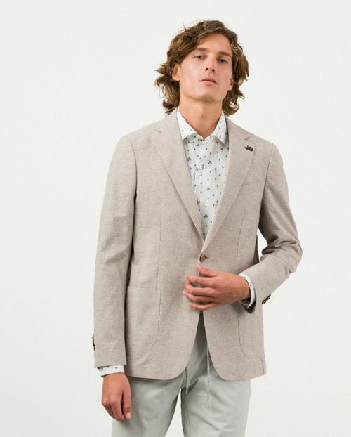 Etiem Americana Regular Fit Desestructurada En Pata De Gallo De Algodón-lino