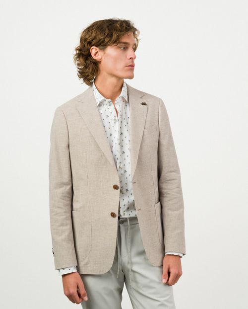 Etiem Americana Regular Fit Desestructurada En Pata De Gallo De Algodón-lino