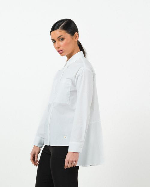 Etiem Blusón Amplio Asimétrico En Popelín De Algodón Blanco