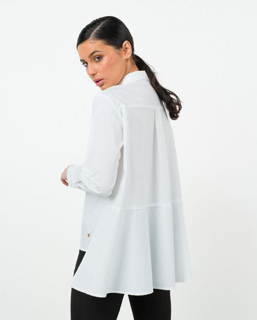 Etiem Blusón amplio asimétrico en popelín de algodón blanco