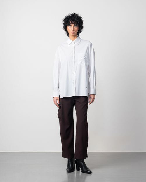 Etiem Camisa Amplia De Popelín Con 'E' Bordada En Bolsillo