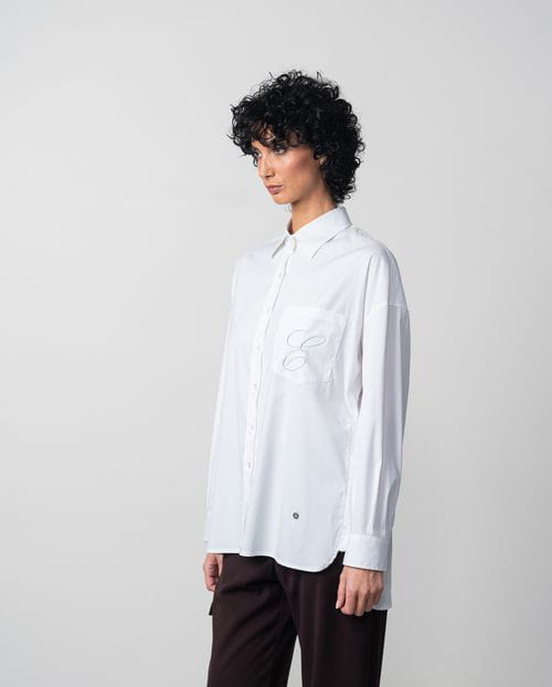 Etiem Camisa Amplia De Popelín Con 'E' Bordada En Bolsillo