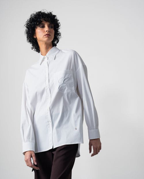 Etiem Camisa Amplia De Popelín Con 'E' Bordada En Bolsillo