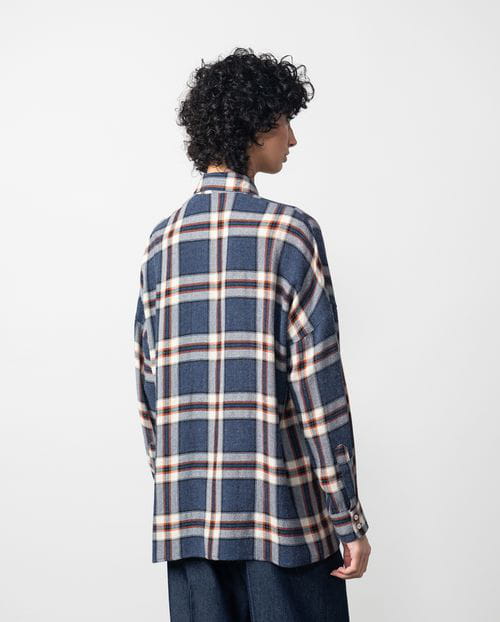 Etiem Camisa Amplia En Cuadro Madrás De Lana-viscosa