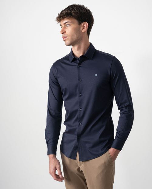 Etiem Camisa De Punto Liso De Algodón En Manga Larga