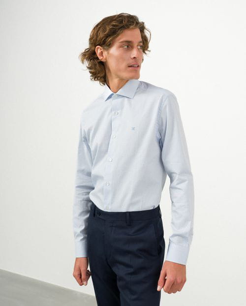 Etiem Camisa De Vestir Slim Fit En Maquineta De Algodón