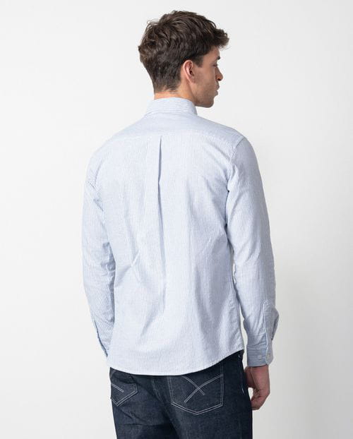 Etiem Camisa Sport Regular Fit De Oxford En Rayas Bicolor Con Botón En El Cuello