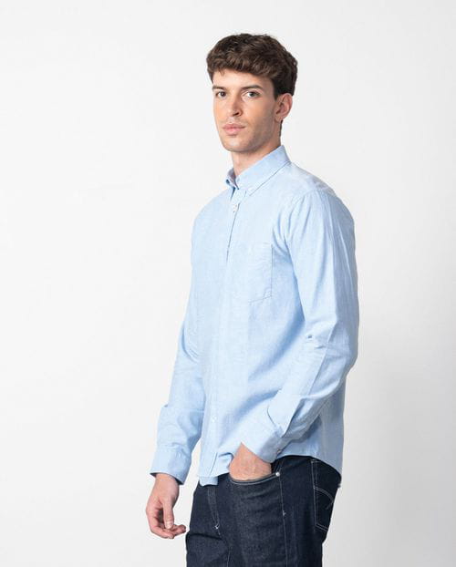 Etiem Camisa Sport Regular Fit En Oxford De Algodón Liso Con Botón En El Cuello