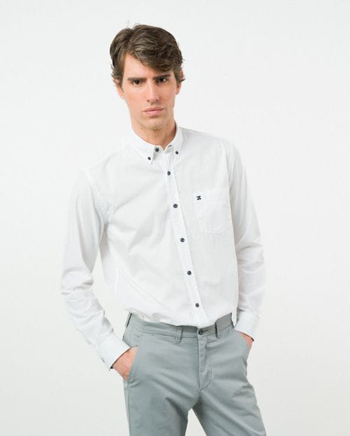 Etiem Camisa Sport Regular Fit En Popelín Liso De Algodón