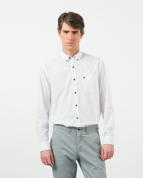 Etiem Camisa sport regular fit en popelín liso de algodón