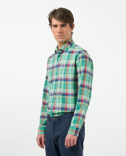 Etiem Camisa Sport Relaxed Fit En Cuadro Madrás De Algodón
