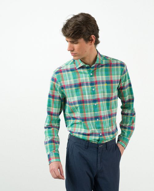 Etiem Camisa Sport Relaxed Fit En Cuadro Madrás De Algodón