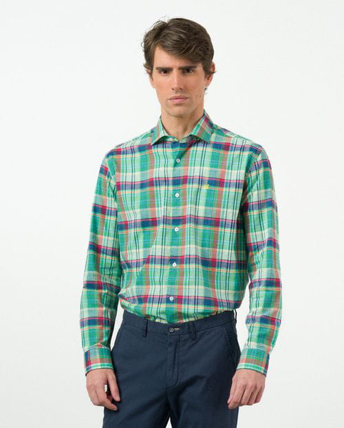 Etiem Camisa sport relaxed fit en cuadro madrás de algodón
