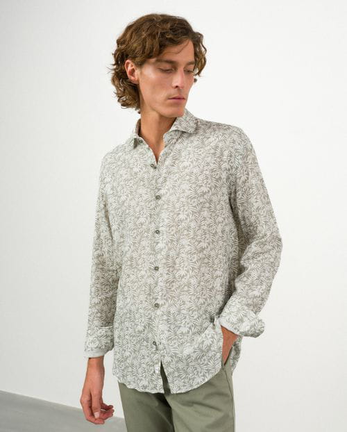 Etiem Camisa Sport Relaxed Fit En Estampado Floral De Lino-rayón