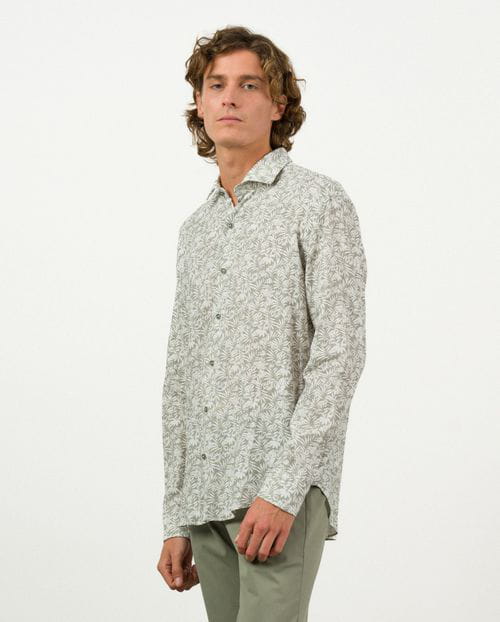 Etiem Camisa Sport Relaxed Fit En Estampado Floral De Lino-rayón