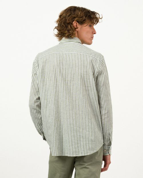 Etiem Camisa Sport Relaxed Fit En Raya Kodak De Lino-algodón