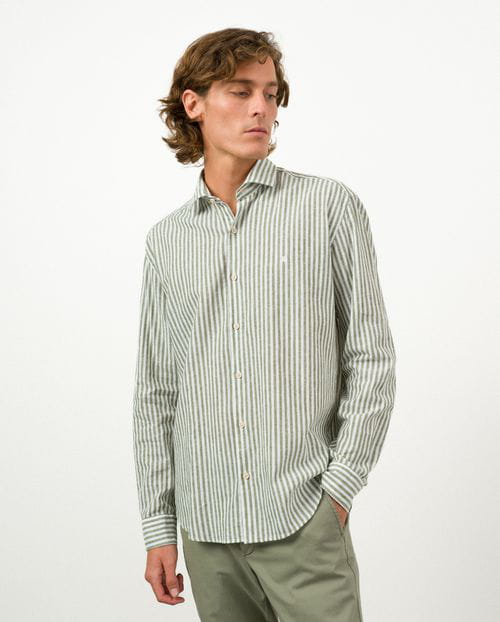 Etiem Camisa sport relaxed fit en raya kodak de lino-algodón