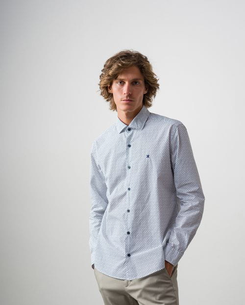 Etiem Camisa Sport Slim Fit En Algodón Con Estampado De Florecitas