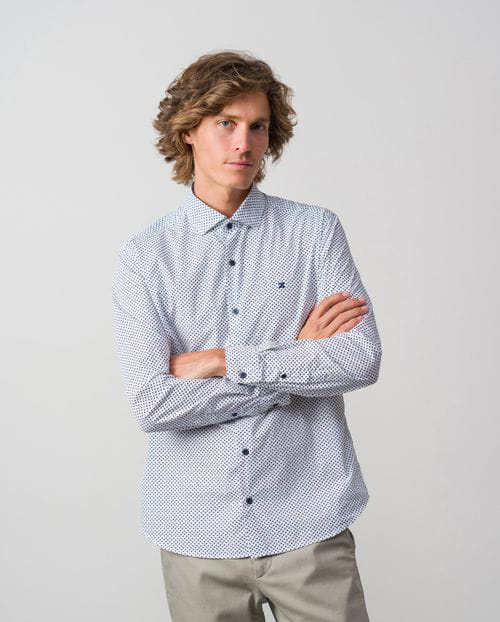 Etiem Camisa Sport Slim Fit En Algodón Con Estampado De Florecitas