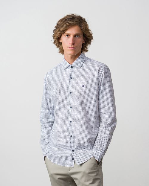 Etiem Camisa sport slim fit en algodón con estampado de florecitas