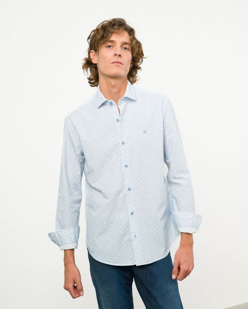 Etiem Camisa Sport Slim Fit En Estampadito Estrella De Mar De Algodón