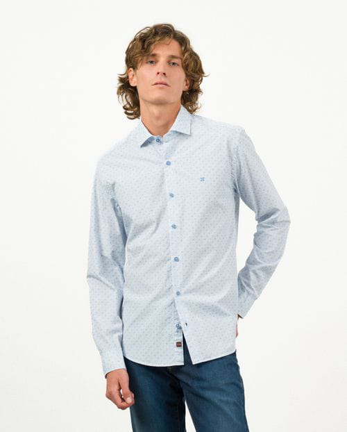 Etiem Camisa Sport Slim Fit En Estampadito Estrella De Mar De Algodón
