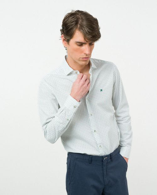 Etiem Camisa Sport Slim Fit En Estampadito Floral De Algodón